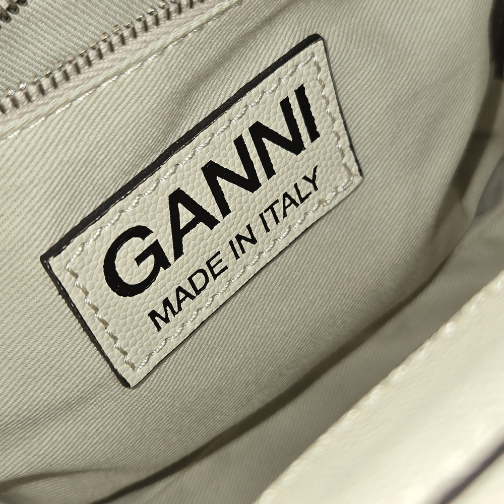 Ganni Leather Micro Crossbody Box Bag In Egret Color & Dustbag-Like New - Picture 10 of 17